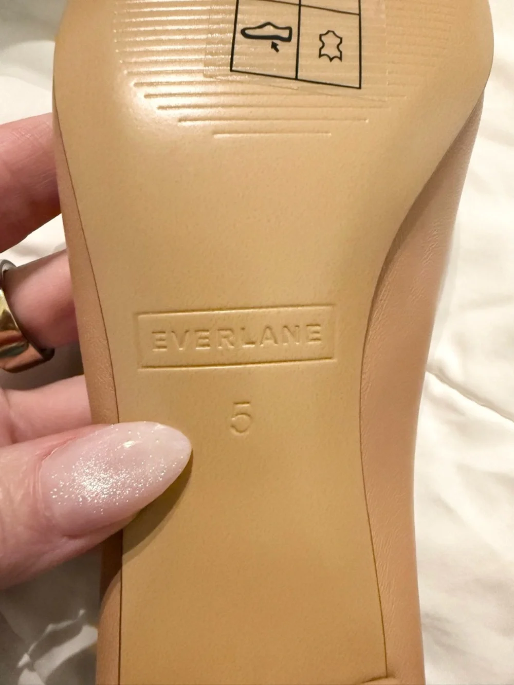 Everlane Day Heel Blush Tan Size 5 Ballet Block Heel 100% Leather NWOB